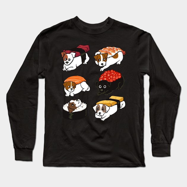 Sushi Jack Russell Terrier Long Sleeve T-Shirt by huebucket